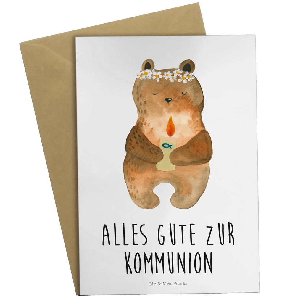 Greetings card bear communion genesungskarte, valentinstagskarte, jubiläumskarte, dankeskarten, Motivkarte, kommunionskarte, hochzeitskarten, Beileidskarte, weihnachtskarten, firmungskarte, Grußkarten, vatertagskarte, babykarte, glückwunschkarten, osterkarte, spruchkarte, Glückwunschkarte, neujahrskarte, abiturkarte, osterkarten, Klappkarte, Grußkarte, einladungskarten, Teddy, Bär, Teddybär, Kommunion, Taufkerze, Katholisch, Gottes Segen