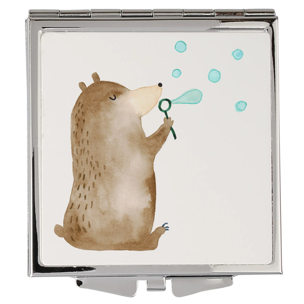 Kwadratowe lusterko do torebki niedźwiedź bańki mydlane Niedźwiedź, Miś, Pluszowy miś