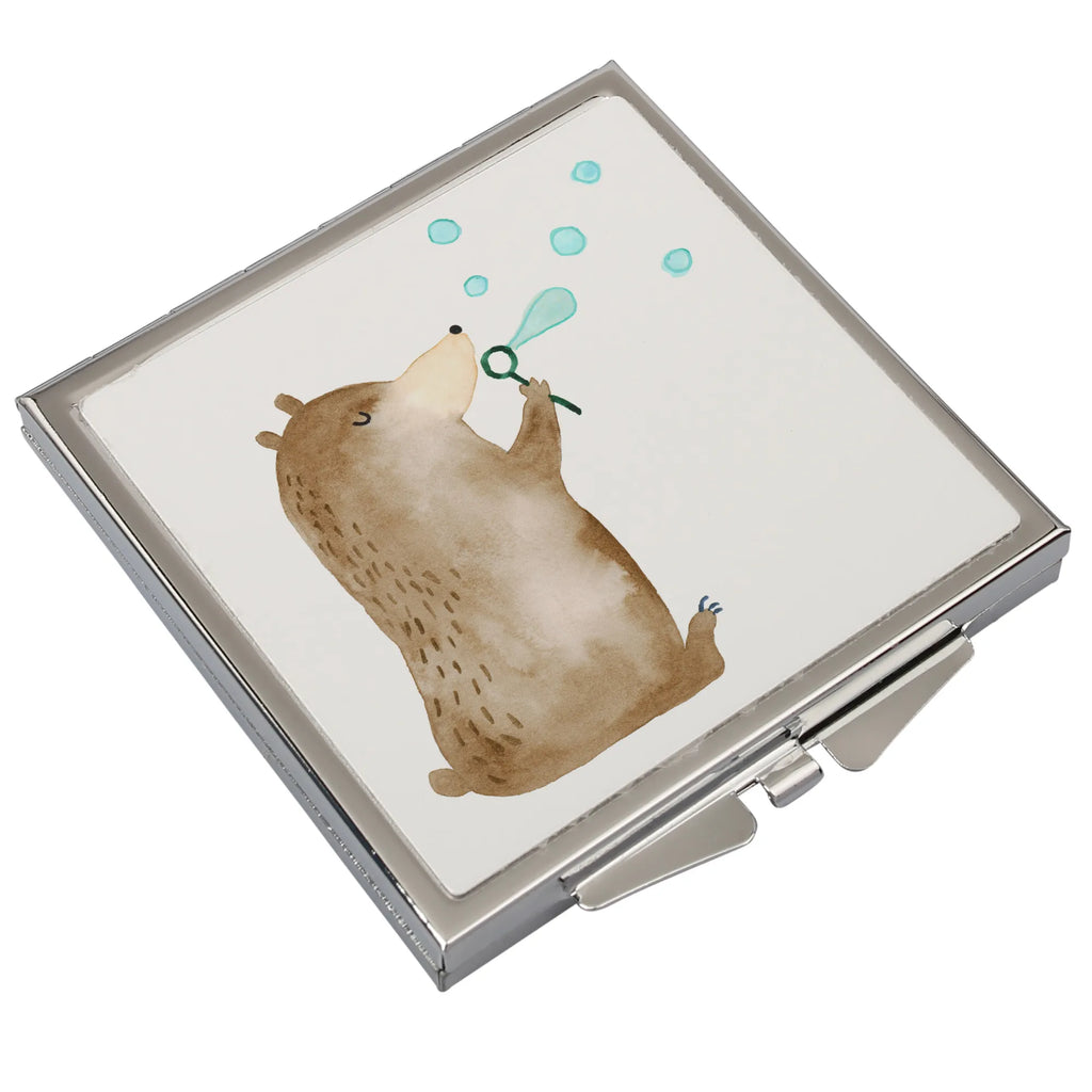 Kwadratowe lusterko do torebki niedźwiedź bańki mydlane Niedźwiedź, Miś, Pluszowy miś