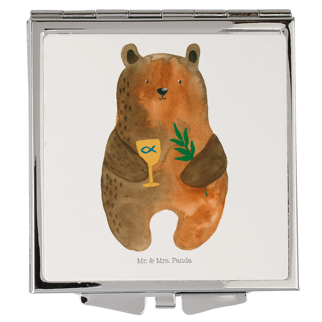 Handbag mirror bear confirmation make up, make-up mirror, handbag, square, silver, mirror, bear, teddy, teddy bear, cuddly toy, service, church, evangelic, confirmation