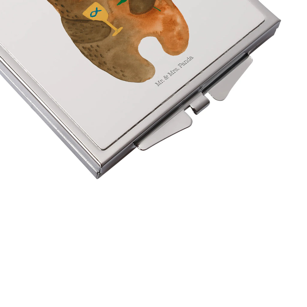 Handbag mirror bear confirmation make up, make-up mirror, handbag, square, silver, mirror, bear, teddy, teddy bear, cuddly toy, service, church, evangelic, confirmation