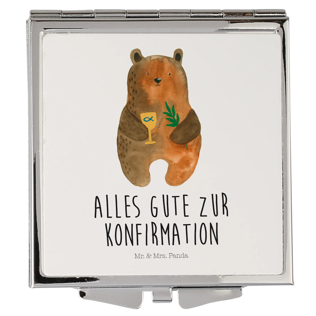 Handbag mirror bear confirmation make up, make-up mirror, handbag, square, silver, mirror, bear, teddy, teddy bear, cuddly toy, service, church, evangelic, confirmation