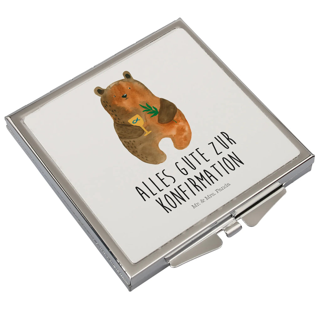 Handbag mirror bear confirmation make up, make-up mirror, handbag, square, silver, mirror, bear, teddy, teddy bear, cuddly toy, service, church, evangelic, confirmation
