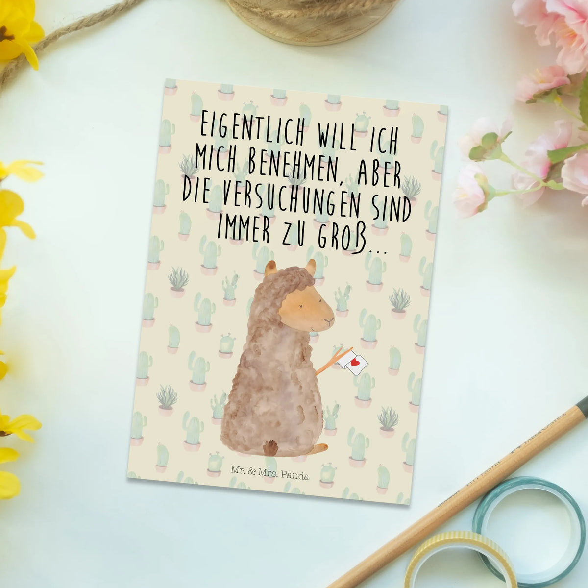 Postkarte Alpaka Fahne Kunstkarten, bildkarte, Motivkarte, Fotokarte, Ansichtskarte, kunstkarte, Grußkarte, einzelkarte, Ansichtskarten, Designkarte, Postkarte, spruchkarte, Postkarten, Alpaka, Lama, Liebe, Lamas, Alpakas