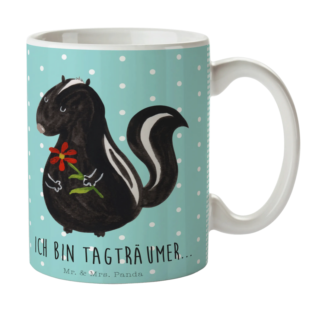 Mug skunk flower Geschenktasse, Tasse mit Motiven, Kaffeetasse, Bürotasse, Keramiktasse, Porzellantasse, Teetasse, Tasse, Tasse mit Zitaten, Stinktier, Skunk, Raubtier, Dreams, Träume, Tagträumer, Stinker, Stinki, Wildtier, verträumt