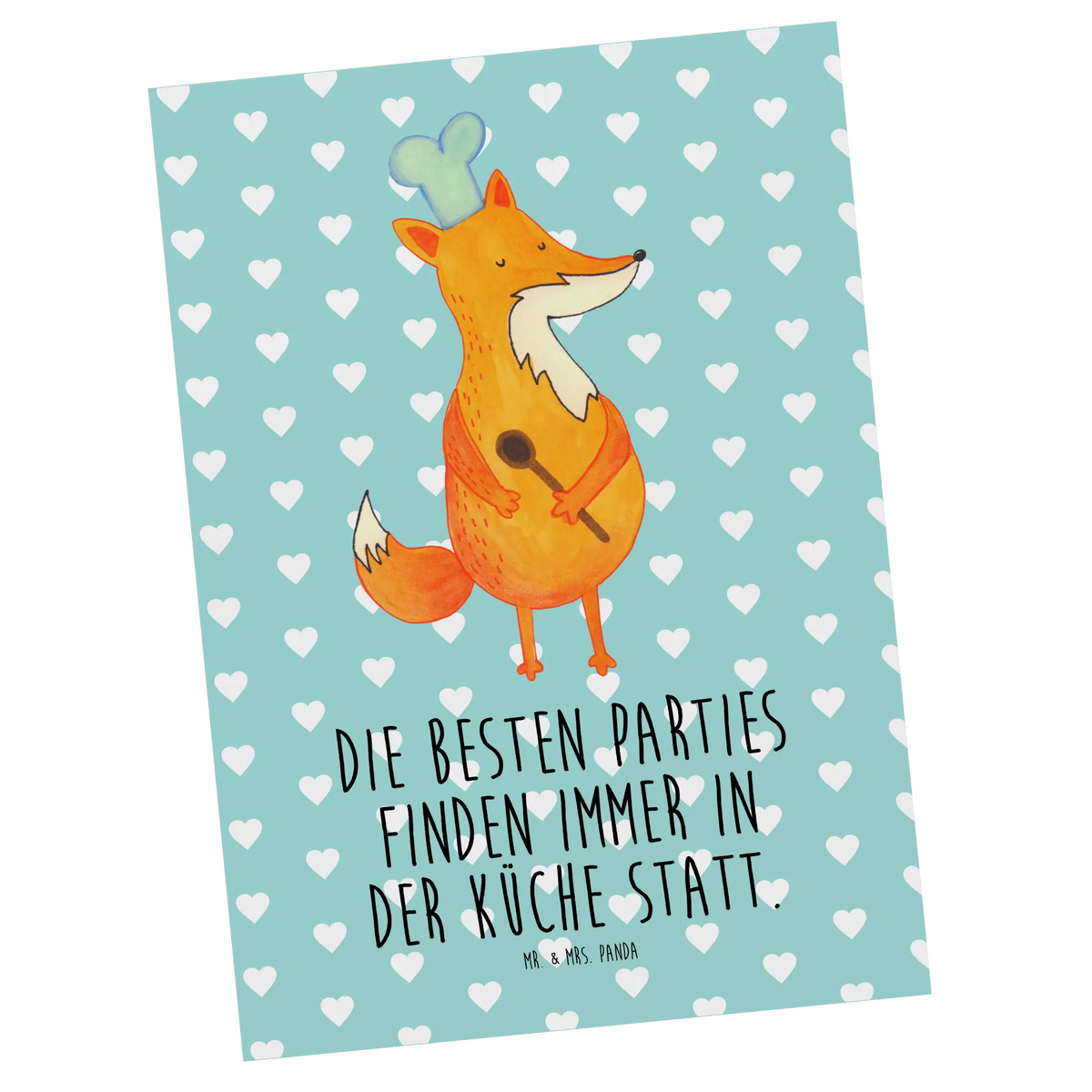 Postcard Fox A cook Postcard, postcards, invitation card, gift card, letter, card, gift, paper, invitation, fox, foxes, forest wildlife, clever as a fox, animal lover, Fox, Cook gift, Kitchen slogan, Kitchen decoration, Chefs, Baker, Party slogan, Slogan funny, funny