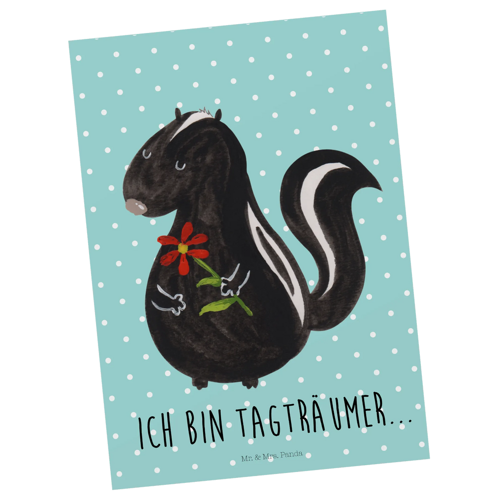 Pocztówka skunks kwiat Fotokarte, Ansichtskarten, Postkarte, bildkarte, Postkarten, Kunstkarten, Designkarte, spruchkarte, einzelkarte, Ansichtskarte, kunstkarte, Motivkarte, Grußkarte, Stinktier, Skunk, Dreams, Stinki, Tagträumer, Stinker, Wildtier, Verträumt, Raubtier, Träume