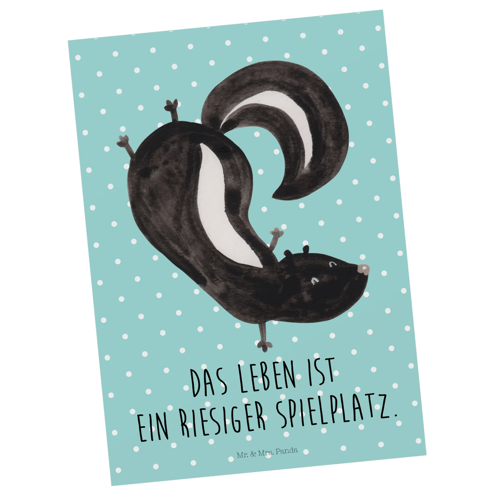 Postcard skunk handstand Einladung, Ansichtskarten, Grußkarte, Dankeskarte, Karte, Einladungskarten Geburtstag, Geburtstagskarte, Postkarte, Einladung Geburtstag, Geschenkkarte, Ansichtskarte, Einladungskarte, Stinktier, Skunk, Kind, Stinki, Raubtier, Wildtier, verpielt, Stinker, Spielplatz