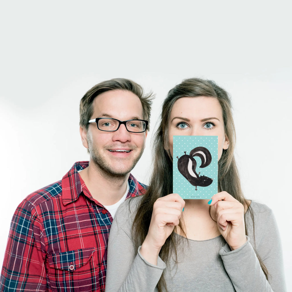 Postcard skunk handstand Einladung, Ansichtskarten, Grußkarte, Dankeskarte, Karte, Einladungskarten Geburtstag, Geburtstagskarte, Postkarte, Einladung Geburtstag, Geschenkkarte, Ansichtskarte, Einladungskarte, Stinktier, Skunk, Kind, Stinki, Raubtier, Wildtier, verpielt, Stinker, Spielplatz