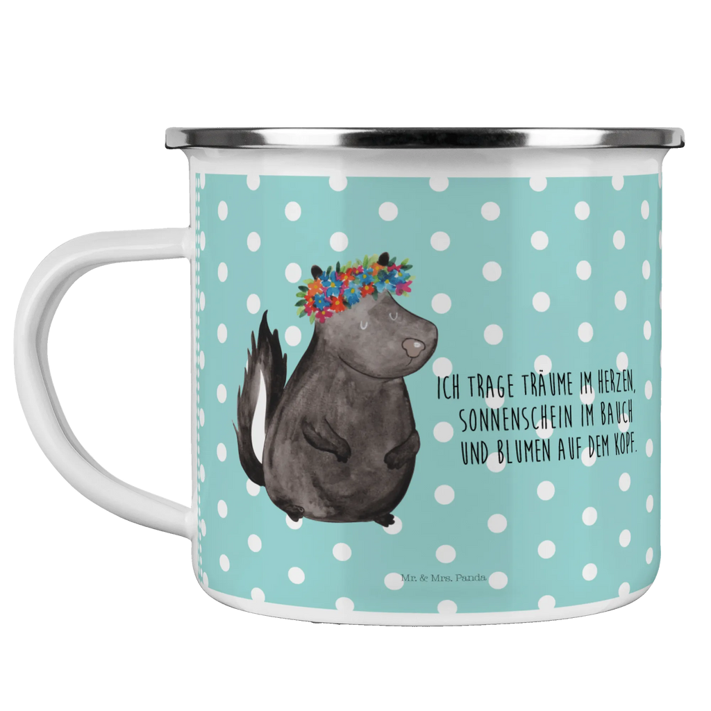 Enamel camping mug skunk Girl metallbecher, wandertasse, Metalltasse, Teebecher, emaillebecher, Becher, Emailletasse, Tasse, Campingbecher, Blechtasse, Pott, Tasse Emaille, wanderbecher, Reisebecher, blechbecher, Emaille Tasse, reisetasse, Emaille Becher, Kaffeebecher, Campingtasse, Kaffeetasse, Teetasse, becher emaille, Trinkbecher, Stinktier, Skunk, Wildtier, Yoga, Raubtier, Stinker, Namaste, Stinki