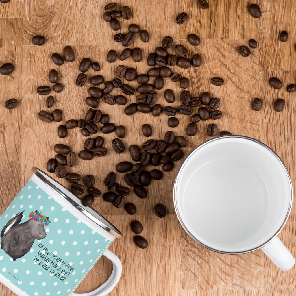 Enamel camping mug skunk Girl metallbecher, wandertasse, Metalltasse, Teebecher, emaillebecher, Becher, Emailletasse, Tasse, Campingbecher, Blechtasse, Pott, Tasse Emaille, wanderbecher, Reisebecher, blechbecher, Emaille Tasse, reisetasse, Emaille Becher, Kaffeebecher, Campingtasse, Kaffeetasse, Teetasse, becher emaille, Trinkbecher, Stinktier, Skunk, Wildtier, Yoga, Raubtier, Stinker, Namaste, Stinki