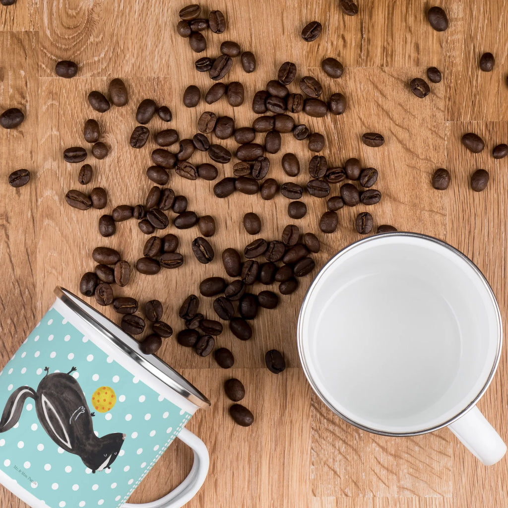 Camping Emaille Tasse Stinktier Ball metallbecher, Teetasse, wandertasse, Tasse, Tasse Emaille, Blechtasse, Kaffeebecher, Becher, emaillebecher, Metalltasse, becher emaille, Trinkbecher, blechbecher, Emailletasse, Teebecher, Pott, reisetasse, Kaffeetasse, Reisebecher, Emaille Tasse, wanderbecher, Campingbecher, Emaille Becher, Campingtasse, Stinktier, Skunk, Wildtier, Stinker, Weisheit, Verspielt, Stinki, Raubtier