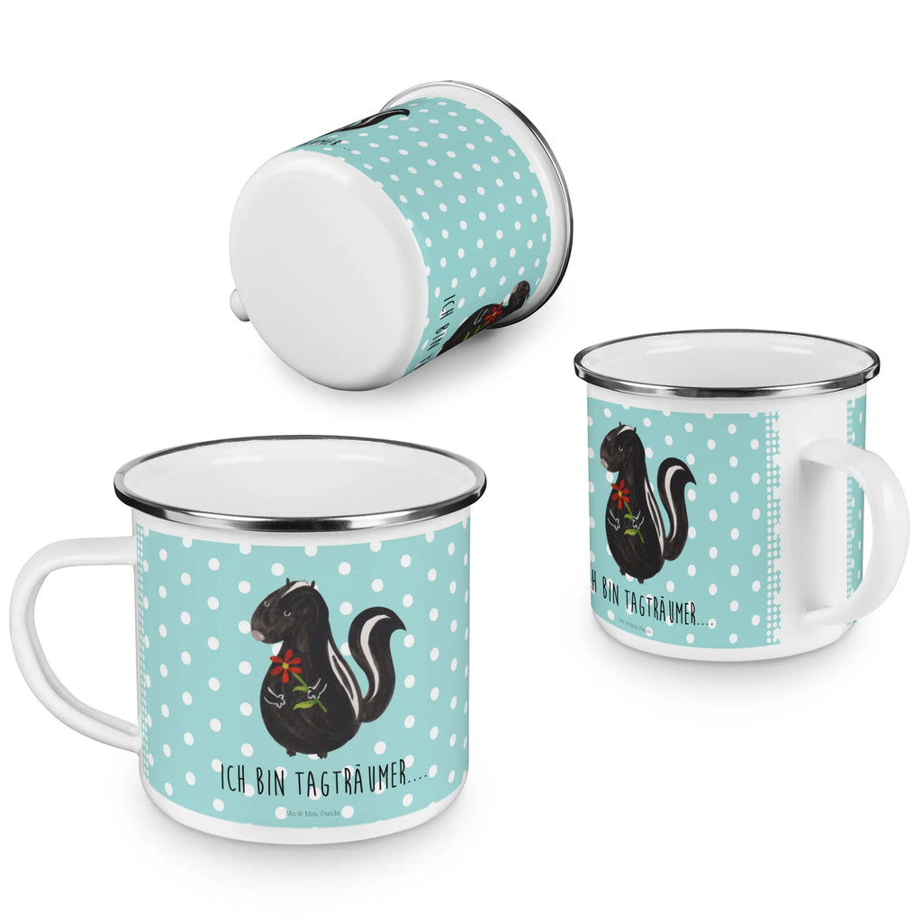 Kempingowy kubek emaliowany skunks kwiat wandertasse, Trinkbecher, Pott, Blechtasse, Kaffeebecher, Emaille Tasse, metallbecher, reisetasse, wanderbecher, Teetasse, Tasse, Campingbecher, becher emaille, Emaille Becher, Metalltasse, blechbecher, Emailletasse, emaillebecher, Teebecher, Reisebecher, Tasse Emaille, Campingtasse, Kaffeetasse, Becher, Stinktier, Skunk, Stinki, Stinker, Wildtier, Raubtier, Tagträumer, Träume, Dreams, Verträumt
