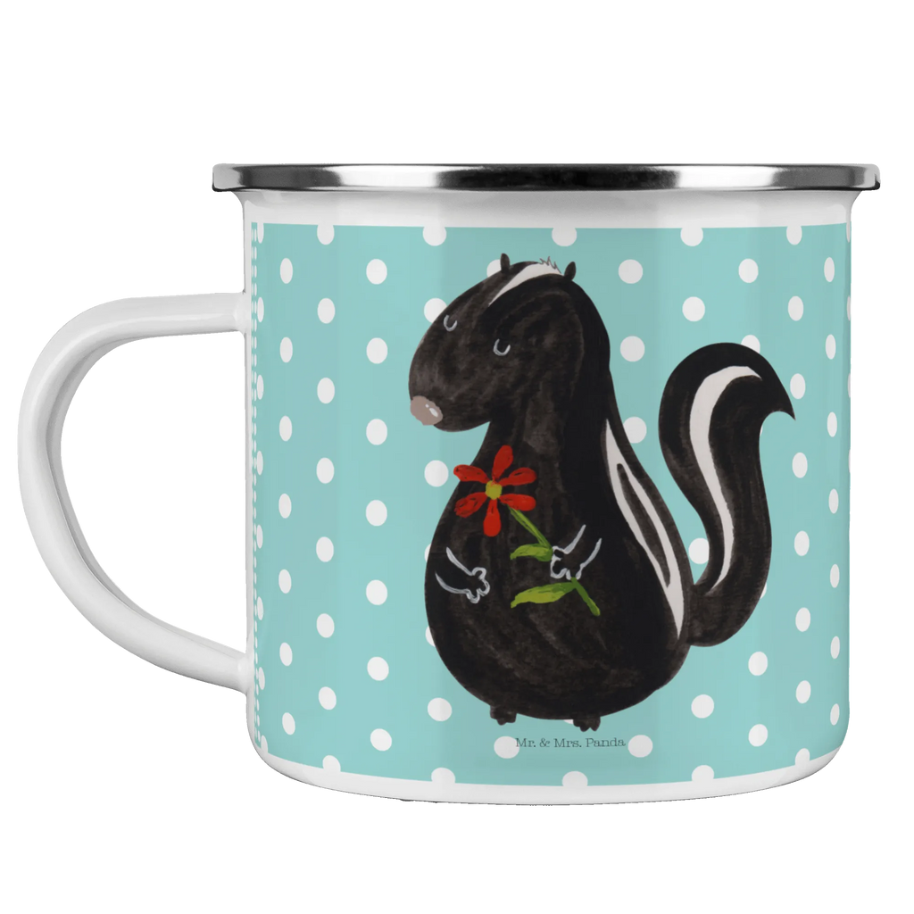 Kempingowy kubek emaliowany skunks kwiat wandertasse, Trinkbecher, Pott, Blechtasse, Kaffeebecher, Emaille Tasse, metallbecher, reisetasse, wanderbecher, Teetasse, Tasse, Campingbecher, becher emaille, Emaille Becher, Metalltasse, blechbecher, Emailletasse, emaillebecher, Teebecher, Reisebecher, Tasse Emaille, Campingtasse, Kaffeetasse, Becher, Stinktier, Skunk, Stinki, Stinker, Wildtier, Raubtier, Tagträumer, Träume, Dreams, Verträumt