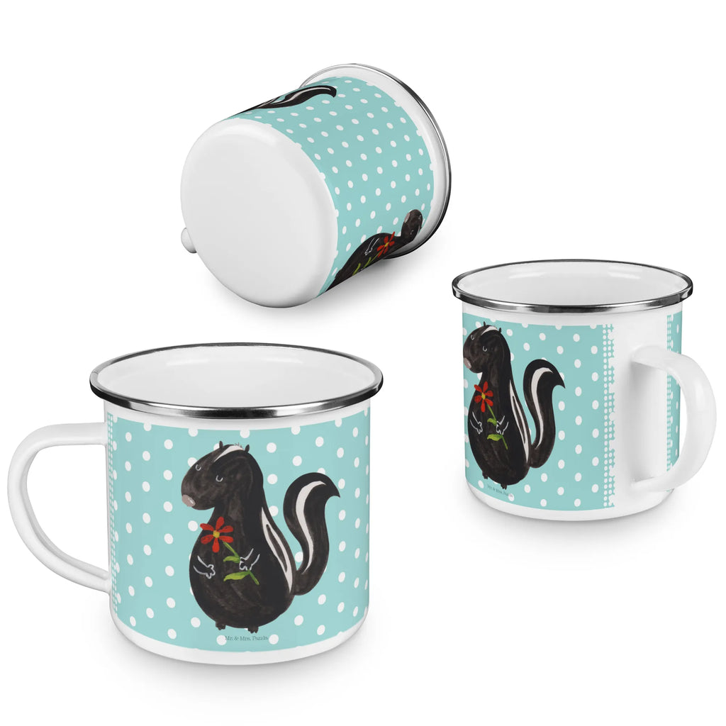 Kempingowy kubek emaliowany skunks kwiat wandertasse, Trinkbecher, Pott, Blechtasse, Kaffeebecher, Emaille Tasse, metallbecher, reisetasse, wanderbecher, Teetasse, Tasse, Campingbecher, becher emaille, Emaille Becher, Metalltasse, blechbecher, Emailletasse, emaillebecher, Teebecher, Reisebecher, Tasse Emaille, Campingtasse, Kaffeetasse, Becher, Stinktier, Skunk, Stinki, Stinker, Wildtier, Raubtier, Tagträumer, Träume, Dreams, Verträumt