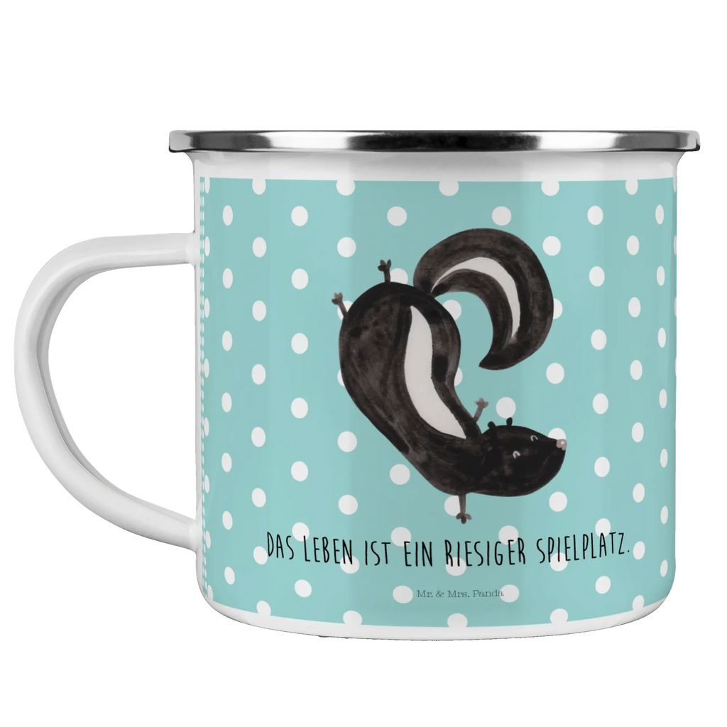 Enamel camping mug skunk handstand adventure mug, travel mug, metal camping mug, camp coffee mug, metal cup, backpacking mug, tin coffee cup, enamel camping cup, camping metal cup, enamel mug, lightweight camping mug, campfire mug, bushcraft mug, stainless steel drinking cup, camper mug, steel mug for camping, enamel drinking mug, camping mug, hiking mug, outdoor cup, Skunk, playground, predator, playful, child, skunk, wild animal, stink
