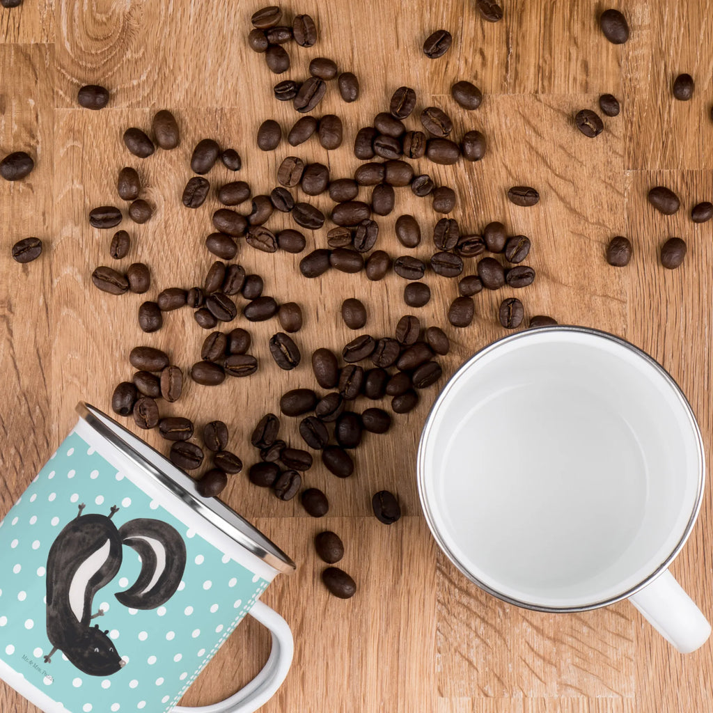 Enamel camping mug skunk handstand adventure mug, travel mug, metal camping mug, camp coffee mug, metal cup, backpacking mug, tin coffee cup, enamel camping cup, camping metal cup, enamel mug, lightweight camping mug, campfire mug, bushcraft mug, stainless steel drinking cup, camper mug, steel mug for camping, enamel drinking mug, camping mug, hiking mug, outdoor cup, Skunk, playground, predator, playful, child, skunk, wild animal, stink