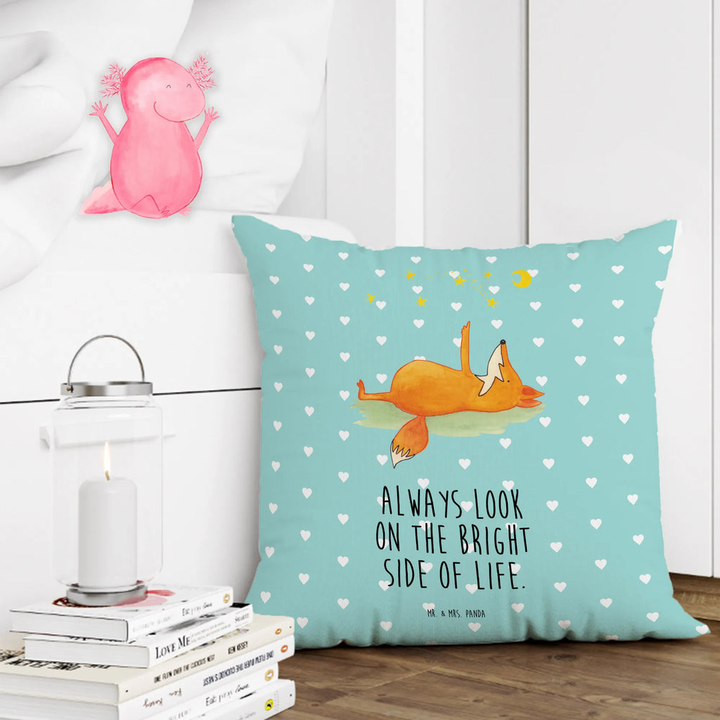 Cushion Fox Stars pad, pillow case, 40 x 40, fluffy, bed, 40x40, settee, couch, soft, Pillow, cushion, sofa, bedroom, pillows, fox, foxes, forest wildlife, clever as a fox, animal lover, Always Look on the Bright Side of Life, Saying positive, Fox, words of consolation, Romance, Saying beautiful