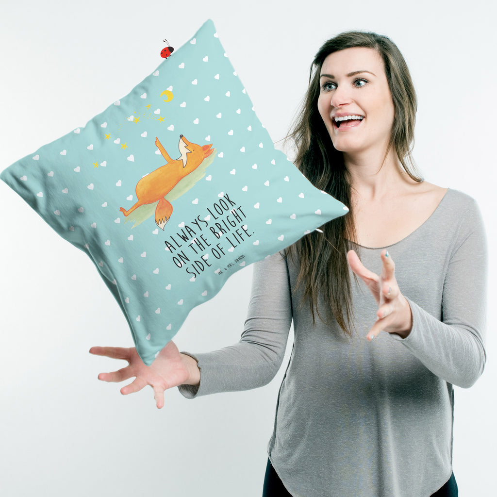 Cushion Fox Stars pad, pillow case, 40 x 40, fluffy, bed, 40x40, settee, couch, soft, Pillow, cushion, sofa, bedroom, pillows, fox, foxes, forest wildlife, clever as a fox, animal lover, Always Look on the Bright Side of Life, Saying positive, Fox, words of consolation, Romance, Saying beautiful