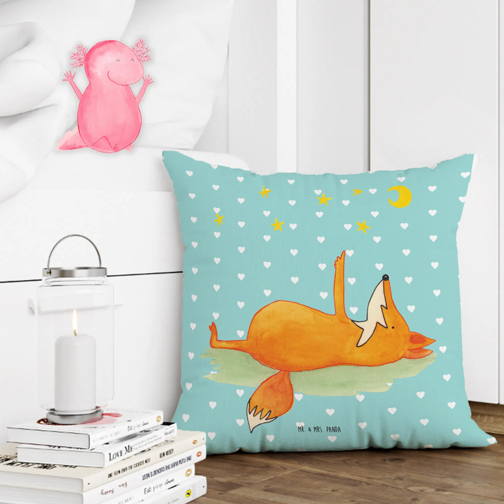 Cushion Fox Stars pad, pillow case, 40 x 40, fluffy, bed, 40x40, settee, couch, soft, Pillow, cushion, sofa, bedroom, pillows, fox, foxes, forest wildlife, clever as a fox, animal lover, Always Look on the Bright Side of Life, Saying positive, Fox, words of consolation, Romance, Saying beautiful
