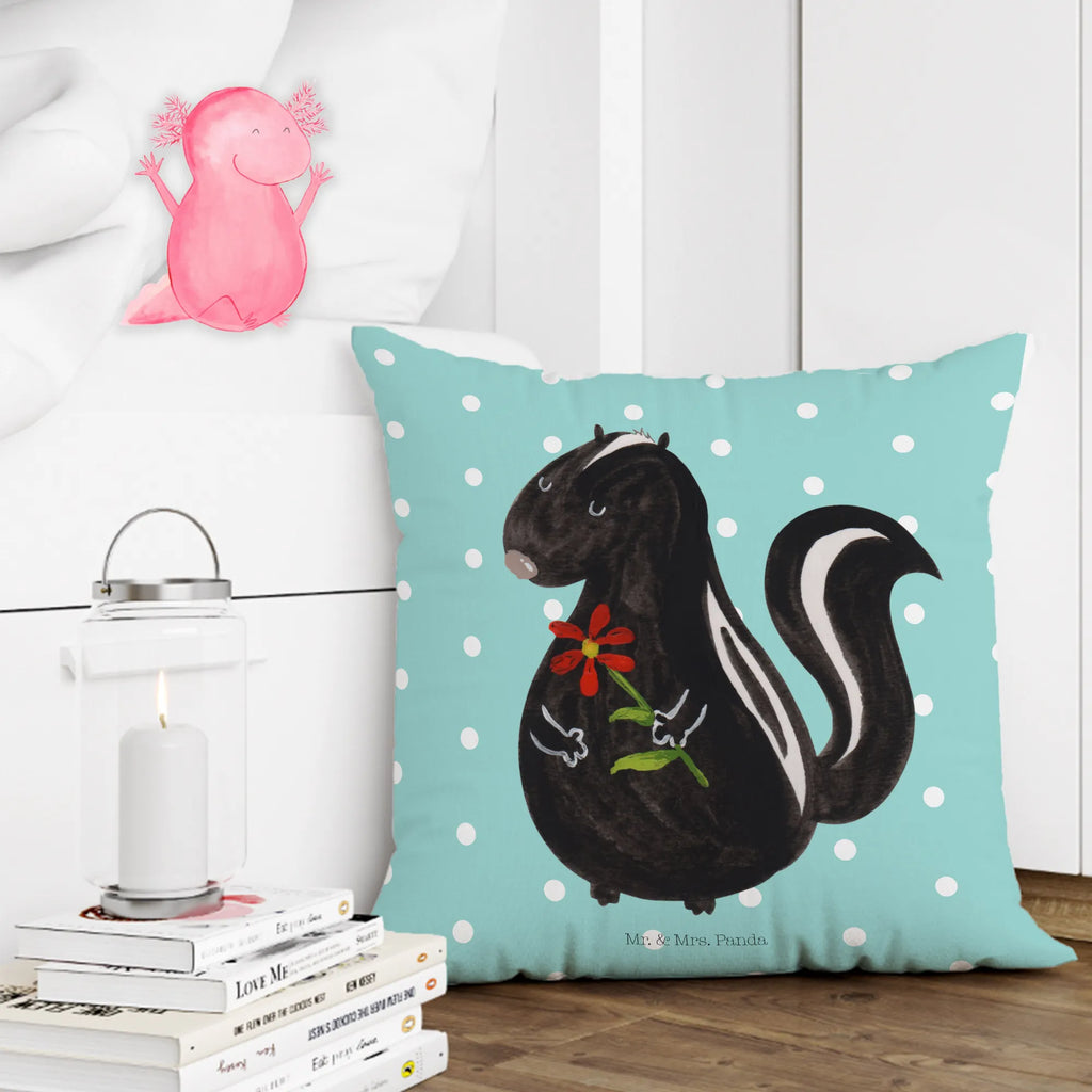 Cushion skunk flower settee, 40x40, fluffy, pad, cushion, sofa, couch, pillow case, pillows, 40 x 40, bed, soft, Pillow, bedroom, Skunk, dreams, stink, stinker, skunk, predator, daydreamer, wild animal, dreamy