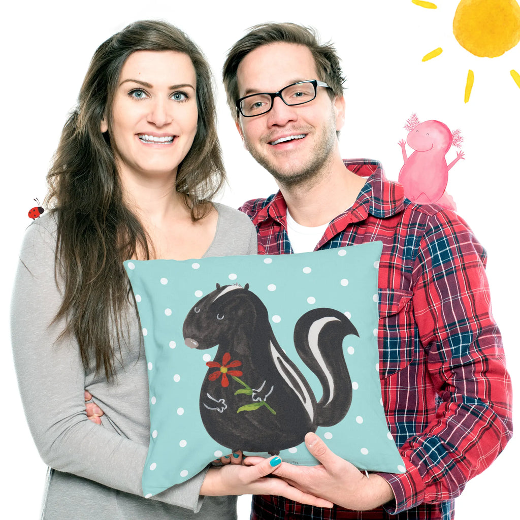 Cushion skunk flower settee, 40x40, fluffy, pad, cushion, sofa, couch, pillow case, pillows, 40 x 40, bed, soft, Pillow, bedroom, Skunk, dreams, stink, stinker, skunk, predator, daydreamer, wild animal, dreamy