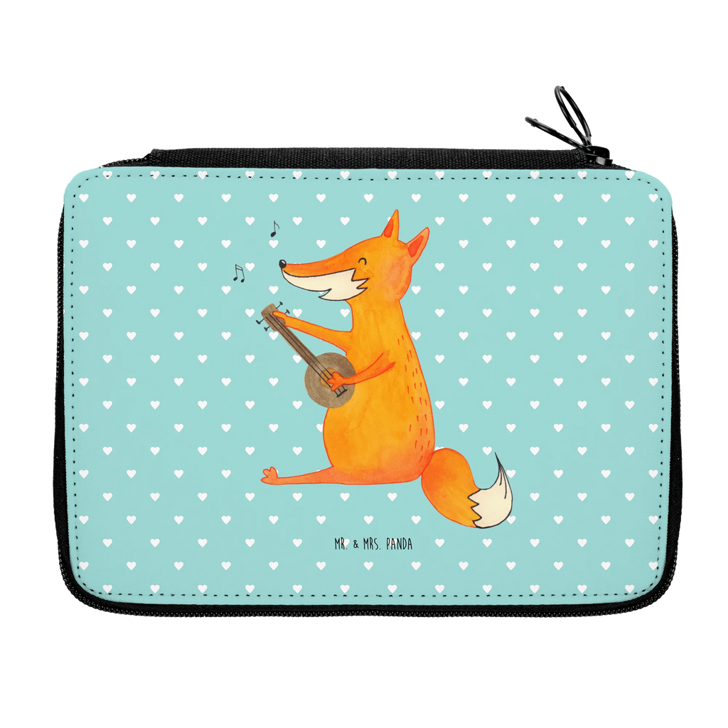 Leather folder Fox guitar motif, pencil case, primary school, pencil bag, enrolment, school, pupil, child, gift, pen roll, fox, foxes, forest wildlife, clever as a fox, animal lover, singer, gift musician, guitar, Fox, musician, music saying