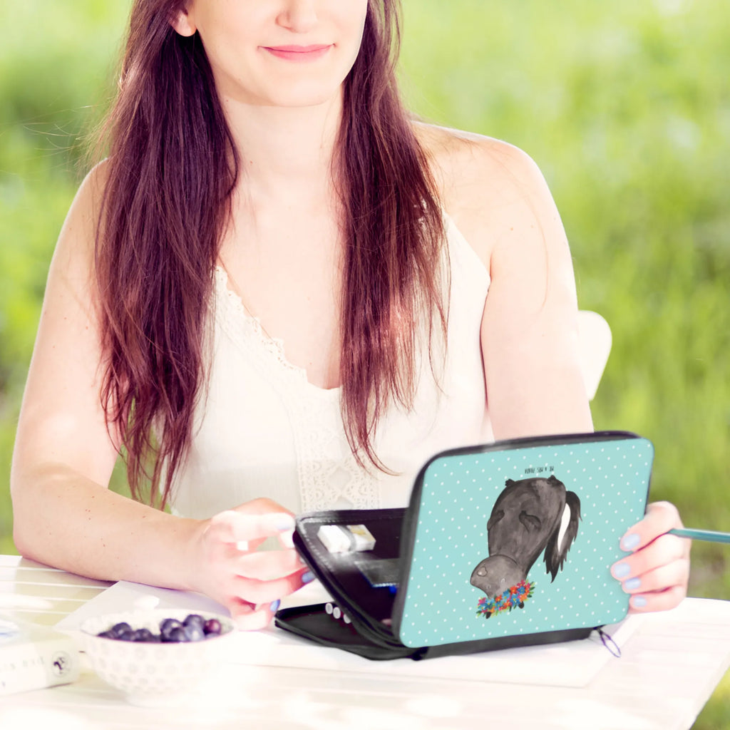 Leather folder skunk Girl child, primary school, enrolment, motif, pencil bag, school, pupil, gift, pencil case, pen roll, Skunk, Namaste, Stinky, Love, Wild animal, Stinker, Predator, Yoga, Laugh, Live