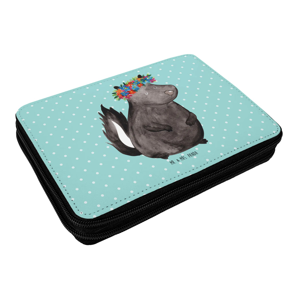 Leather folder skunk Girl child, primary school, enrolment, motif, pencil bag, school, pupil, gift, pencil case, pen roll, Skunk, Namaste, Stinky, Love, Wild animal, Stinker, Predator, Yoga, Laugh, Live