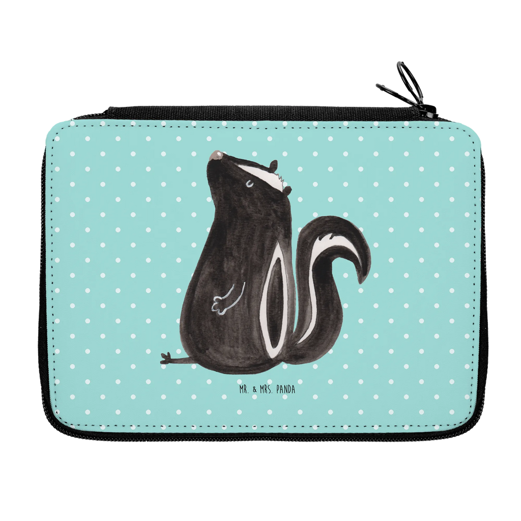 Leather folder skunk Sit pencil case, motif, child, gift, pen roll, pencil bag, primary school, school, pupil, enrolment, Skunk, know-it-all, stinker, law, office, skunk, wild animal, slogan, predator, stinky