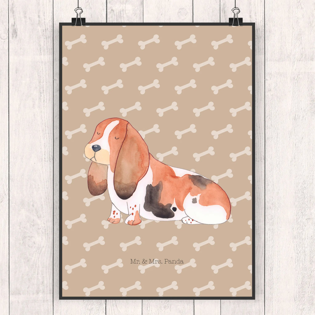 Plakat pies Basset Hound Wanddeko Bild, Wandposter, Wanddeko, Handgemaltes Poster, Kunstdruck, Kinderposter, Küchenposter, Raumdekoration, Posterdruck, Bild, Poster, Wanddekoration, Mr. & Mrs. Panda Poster, Designposter, Hund, Hundemotiv, Haustier, Hunderasse, Tierliebhaber, Hundebesitzer, Sprüche, Basset Hound, Hundeliebe, Basset, kinderlos