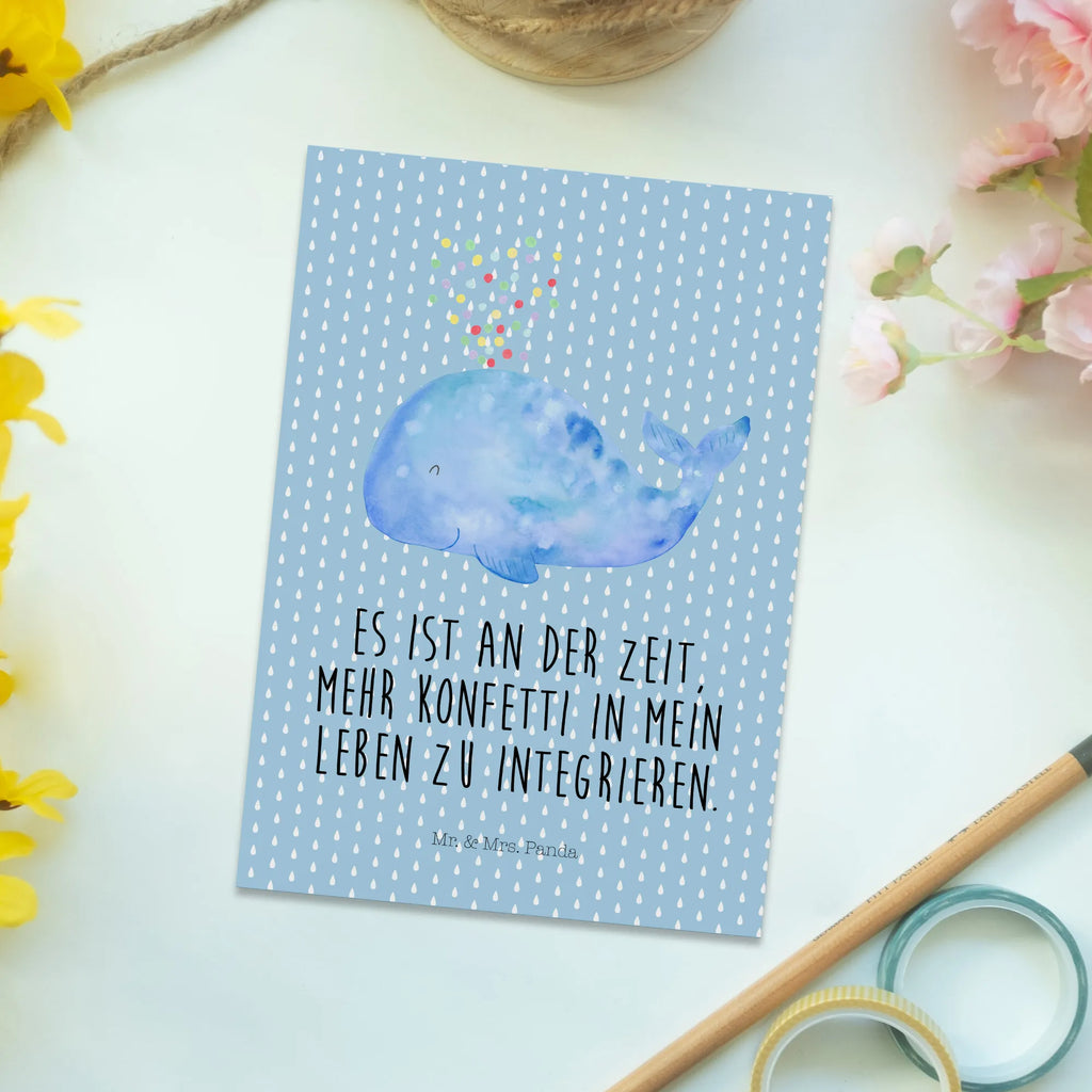 Postcard whale confetti Fotokarte, Postkarte, spruchkarte, Ansichtskarte, kunstkarte, Designkarte, einzelkarte, Motivkarte, Ansichtskarten, Postkarten, Grußkarte, bildkarte, Kunstkarten, Meer, Meerestiere, Urlaub, Wale, Konfetti, Diät, Geburtstag, Wal, Lebensabschnitt, Neuanfang, Trennung, Abnehmen, Motivation, Neustart