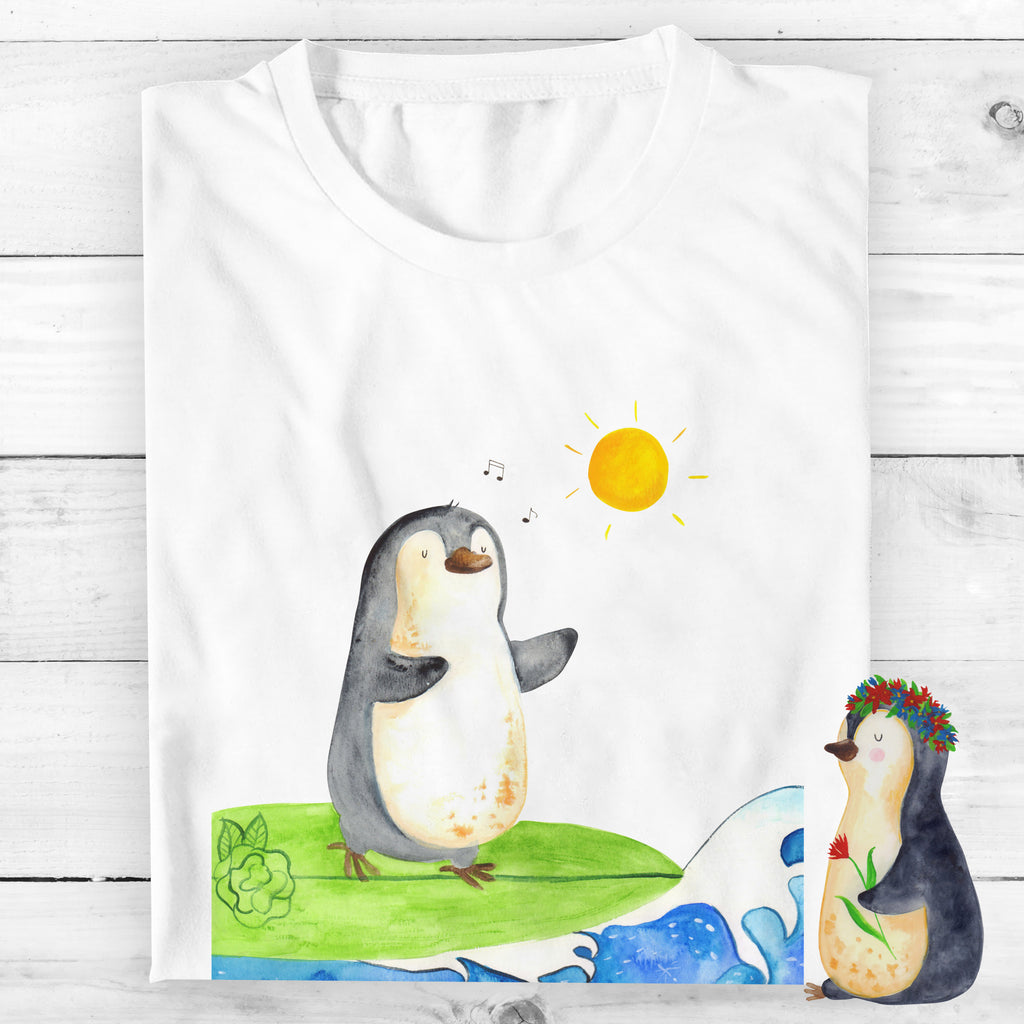 Personalisiertes T-Shirt Pinguin Surfer T-Shirt Personalisiert, T-Shirt mit Namen, T-Shirt mit Aufruck, Männer, Frauen, Wunschtext, Bedrucken, Pinguin, Pinguine, surfen, Surfer, Hawaii, Urlaub, Wellen, Wellen reiten, Portugal