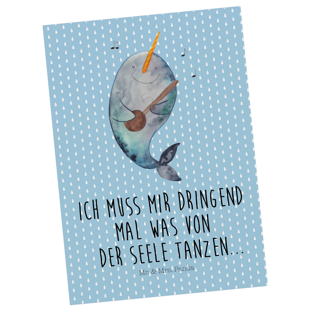Pocztówka narwal Gitara Ansichtskarte, Postkarte, Motivkarte, einzelkarte, spruchkarte, bildkarte, Postkarten, Kunstkarten, Ansichtskarten, Designkarte, Grußkarte, Fotokarte, kunstkarte, Urlaub, Meerestiere, Meer, Narwal, Problemlösung, Wal, Probleme, Tanzen, Gespräche, Gitarre, Frust