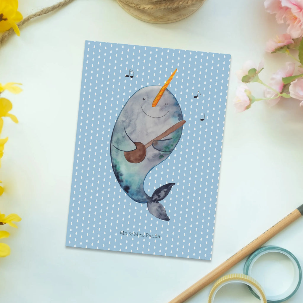Pocztówka narwal Gitara Ansichtskarte, Postkarte, Motivkarte, einzelkarte, spruchkarte, bildkarte, Postkarten, Kunstkarten, Ansichtskarten, Designkarte, Grußkarte, Fotokarte, kunstkarte, Urlaub, Meerestiere, Meer, Narwal, Problemlösung, Wal, Probleme, Tanzen, Gespräche, Gitarre, Frust