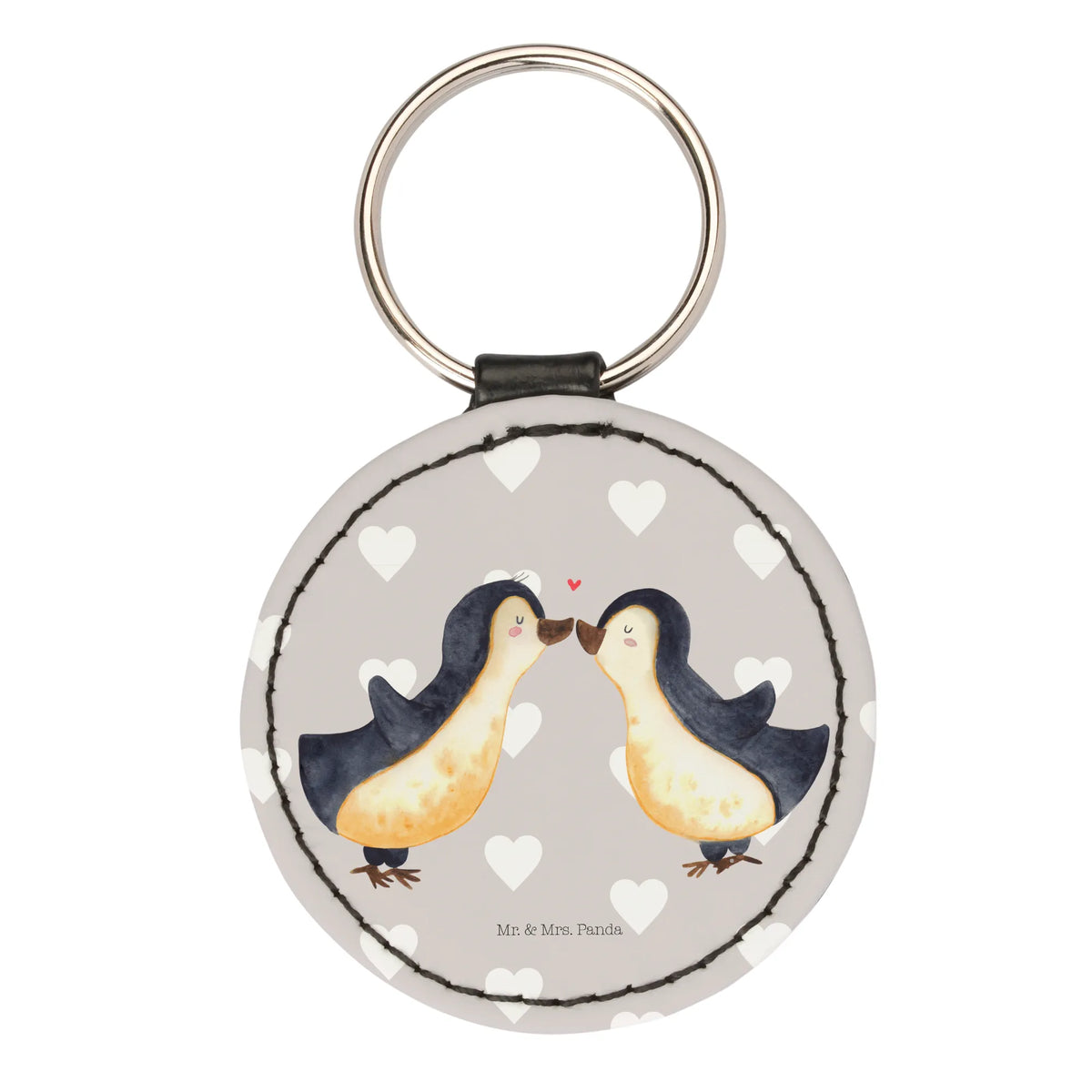 Round key ring Penguins in love