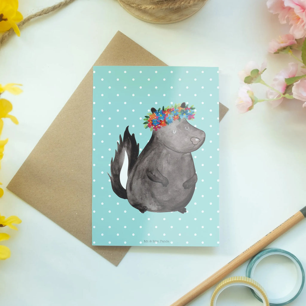 Greetings card skunk Girl Glückwunschkarte, Karte, Grußkarte, Ansichtskarten, Einladungskarte, Hochzeitskarte, Geburtstagskarte, Klappkarte, Stinktier, Skunk, Raubtier, Yoga, Namaste, Wildtier, Stinker, Stinki
