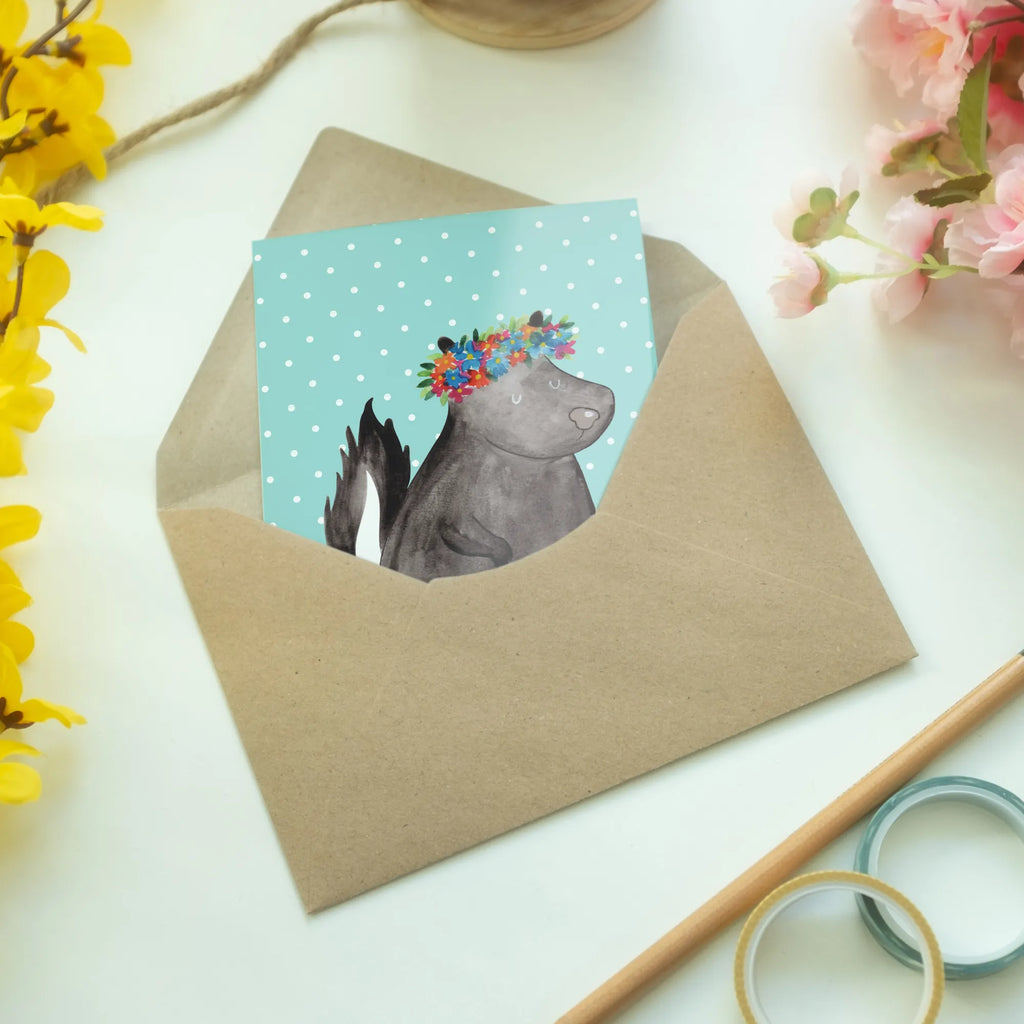 Greetings card skunk Girl Glückwunschkarte, Karte, Grußkarte, Ansichtskarten, Einladungskarte, Hochzeitskarte, Geburtstagskarte, Klappkarte, Stinktier, Skunk, Raubtier, Yoga, Namaste, Wildtier, Stinker, Stinki