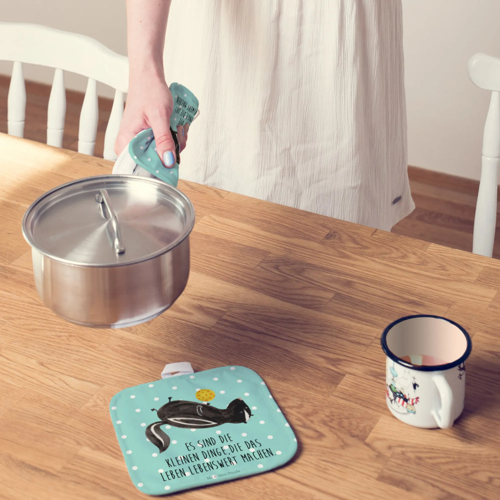 2-elementowy zestaw podkładek pod garnki skunks piłka topfhalter, Topfuntersetzer, Topflappen Set, 2er Set Topflappen, Topfhandschuhe, Topflappenset, Topflappen, Topflappen 2er Set, Stinktier, Skunk, Raubtier, Wildtier, Verspielt, Stinker, Weisheit, Stinki