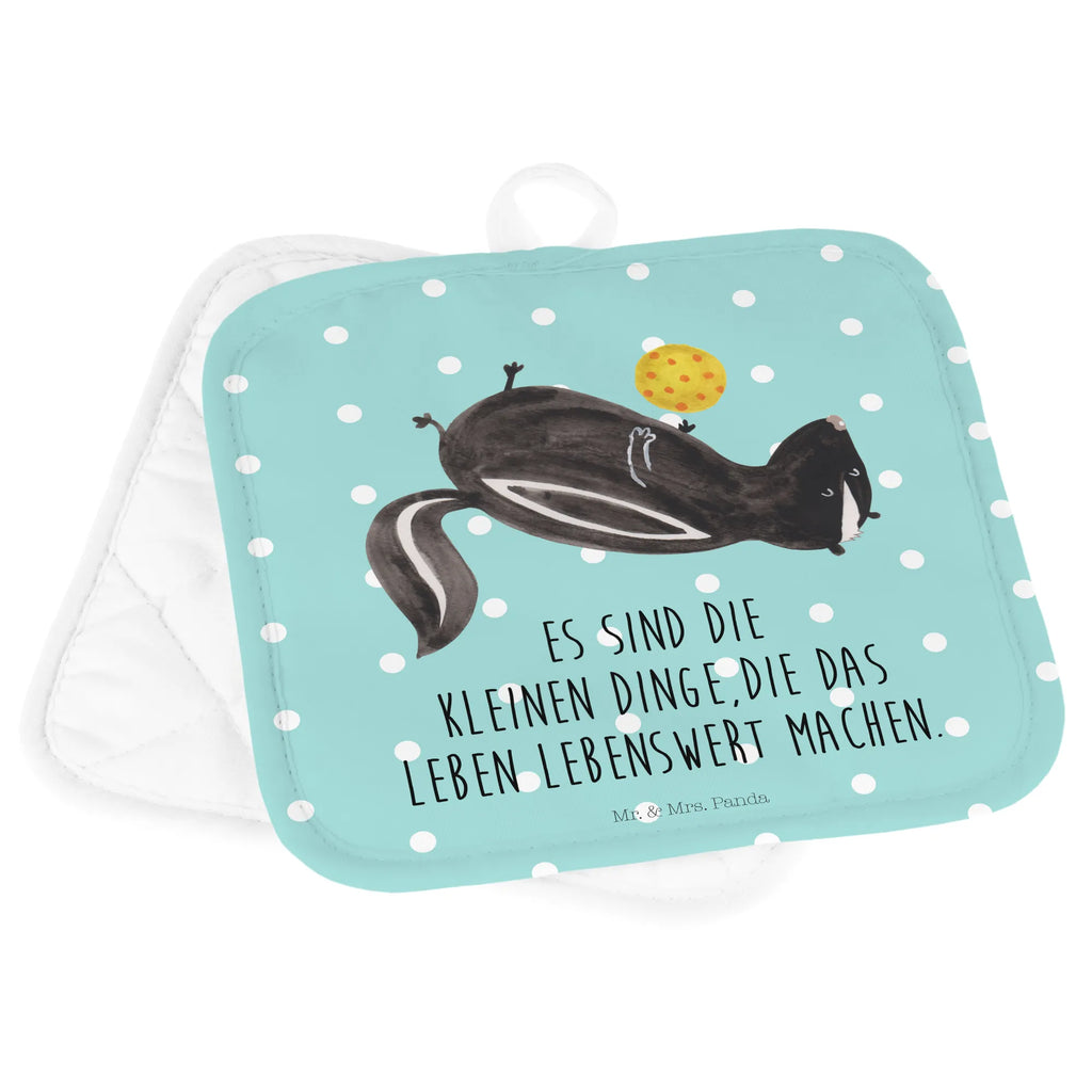 2-elementowy zestaw podkładek pod garnki skunks piłka topfhalter, Topfuntersetzer, Topflappen Set, 2er Set Topflappen, Topfhandschuhe, Topflappenset, Topflappen, Topflappen 2er Set, Stinktier, Skunk, Raubtier, Wildtier, Verspielt, Stinker, Weisheit, Stinki