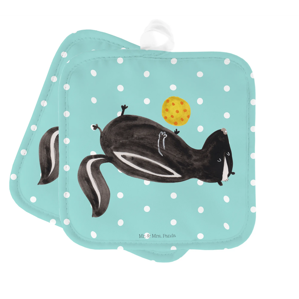 2-elementowy zestaw podkładek pod garnki skunks piłka topfhalter, Topfuntersetzer, Topflappen Set, 2er Set Topflappen, Topfhandschuhe, Topflappenset, Topflappen, Topflappen 2er Set, Stinktier, Skunk, Raubtier, Wildtier, Verspielt, Stinker, Weisheit, Stinki