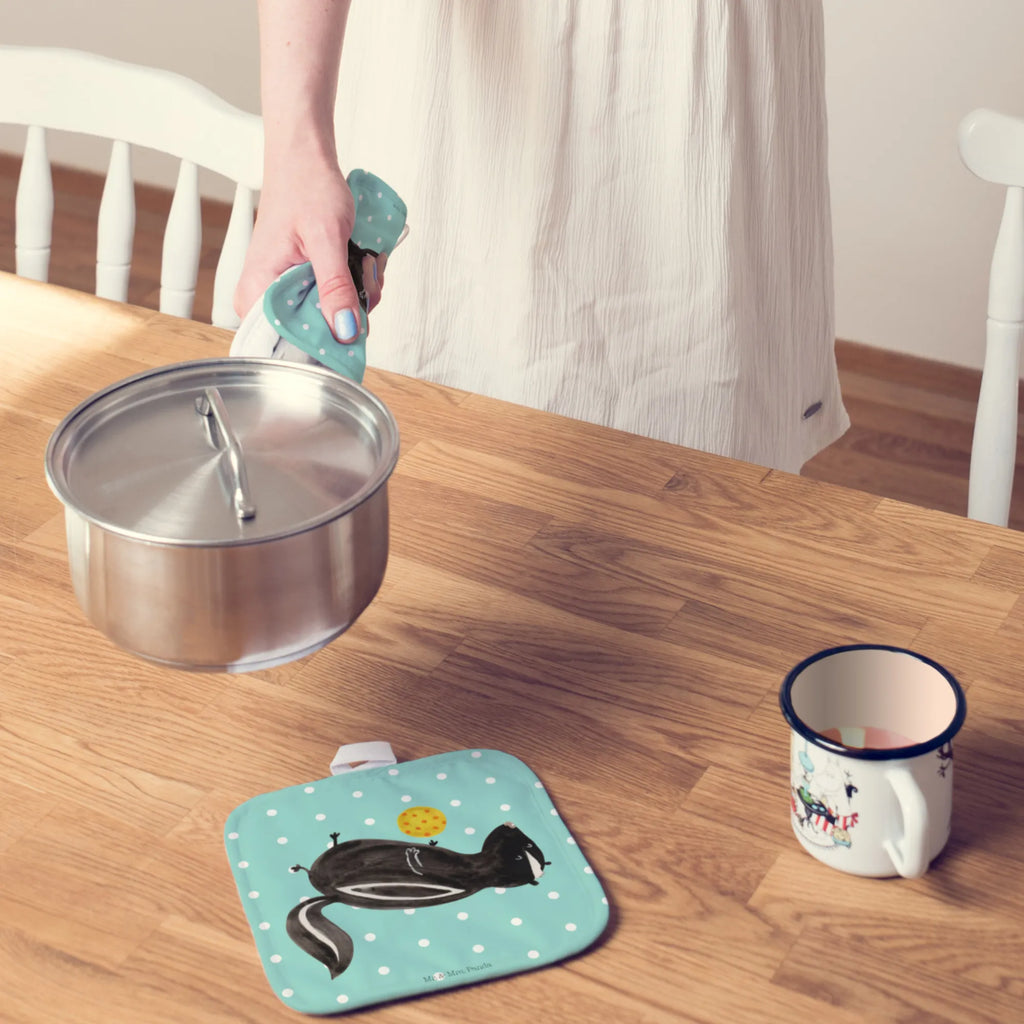 2-elementowy zestaw podkładek pod garnki skunks piłka topfhalter, Topfuntersetzer, Topflappen Set, 2er Set Topflappen, Topfhandschuhe, Topflappenset, Topflappen, Topflappen 2er Set, Stinktier, Skunk, Raubtier, Wildtier, Verspielt, Stinker, Weisheit, Stinki