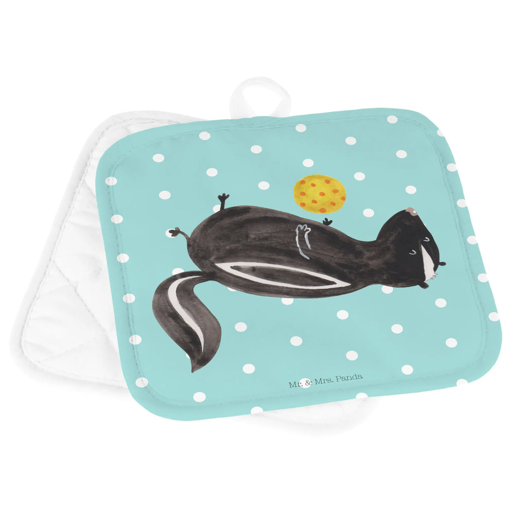 2-elementowy zestaw podkładek pod garnki skunks piłka topfhalter, Topfuntersetzer, Topflappen Set, 2er Set Topflappen, Topfhandschuhe, Topflappenset, Topflappen, Topflappen 2er Set, Stinktier, Skunk, Raubtier, Wildtier, Verspielt, Stinker, Weisheit, Stinki