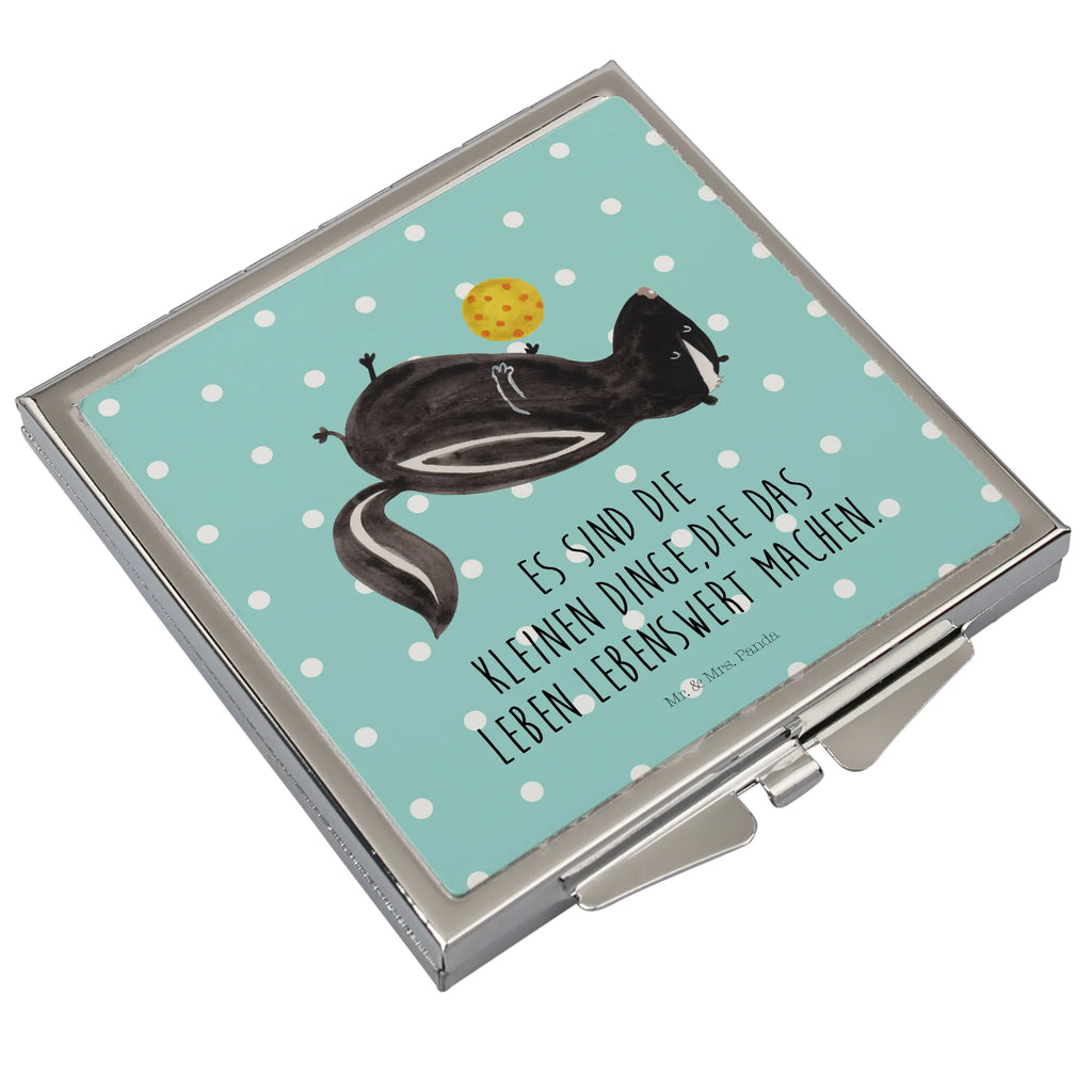 Handbag mirror skunk ball make-up mirror, mirror, handbag, silver, make up, square, Skunk, stinker, wisdom, skunk, wild animal, stinky, playful, predator