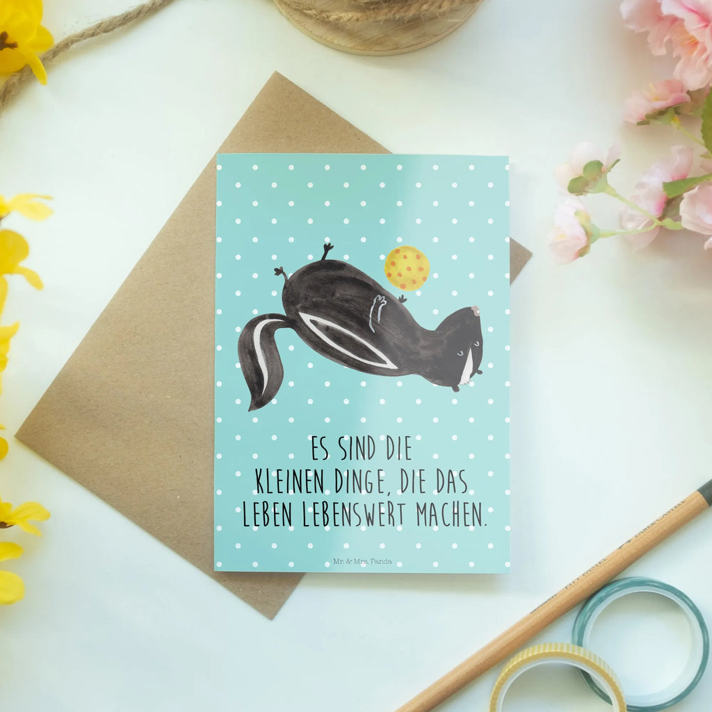 Greetings card skunk ball greeting card, birthday card, folding card, invitation card, wedding card, Skunk, skunk, wisdom, stinky, predator, wild animal, playful, stinker