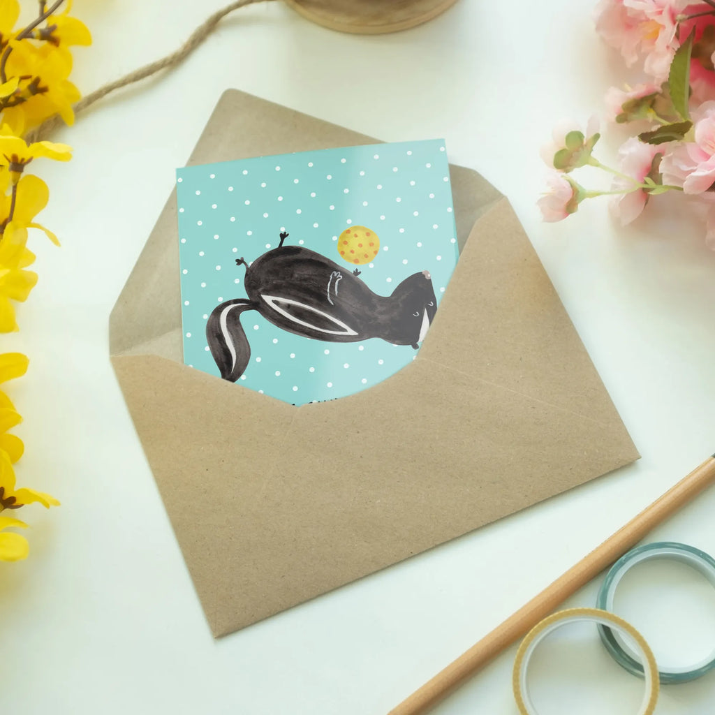Greetings card skunk ball greeting card, birthday card, folding card, invitation card, wedding card, Skunk, skunk, wisdom, stinky, predator, wild animal, playful, stinker