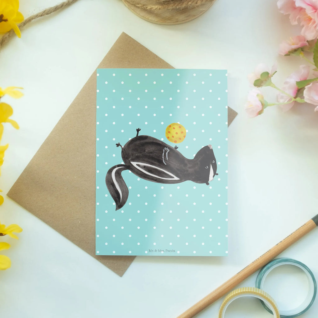 Greetings card skunk ball greeting card, birthday card, folding card, invitation card, wedding card, Skunk, skunk, wisdom, stinky, predator, wild animal, playful, stinker
