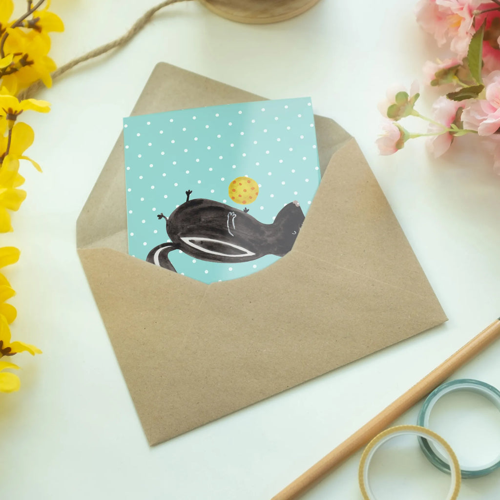 Greetings card skunk ball greeting card, birthday card, folding card, invitation card, wedding card, Skunk, skunk, wisdom, stinky, predator, wild animal, playful, stinker