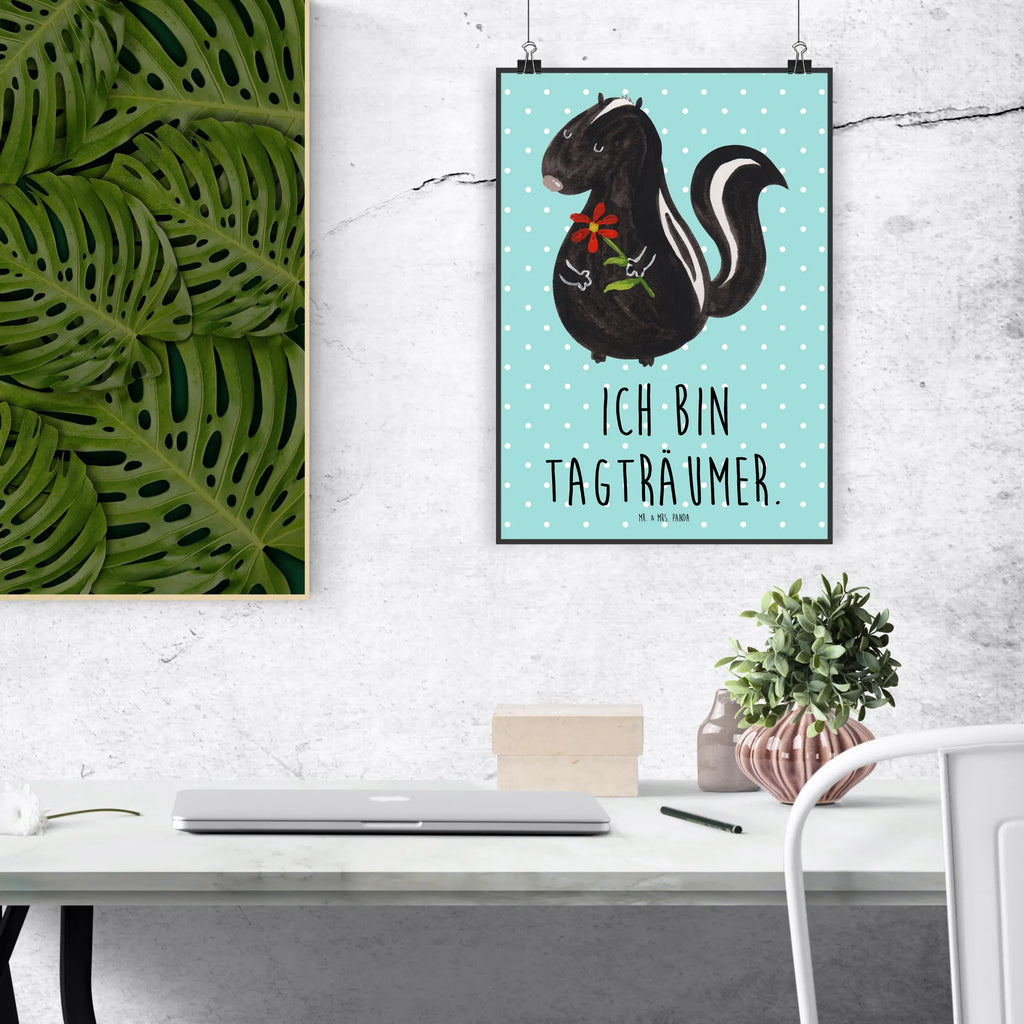Poster Stinktier Blume kunst für die wand, Plakat, Bild für Wand, grafikposter, Deko Bild, Bild, Mr. & Mrs. Panda Poster, drucke, wandkunst, Wanddeko Bild, Wandposter, Kunstdruck, Wandschmuck, Wandbild, wanddruck, Wanddekoration, kunstposter, Poster, wanddeko, kunstdruck poster, Designposter, Posterdruck, Stinktier, Skunk, Raubtier, Stinker, Tagträumer, Träume, Verträumt, Stinki, Wildtier, Dreams