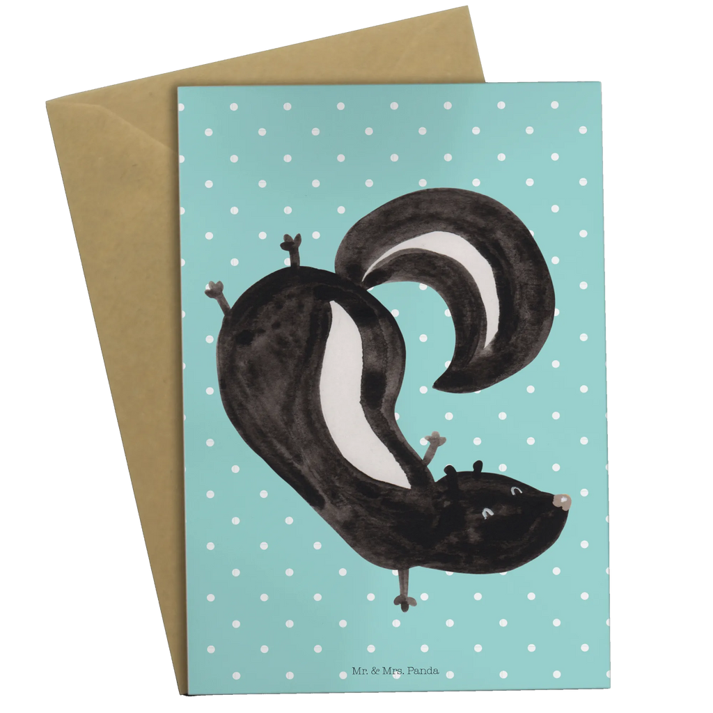 Greetings card skunk handstand Grußkarte, Hochzeitskarte, Geburtstagskarte, Karte, Klappkarte, Ansichtskarten, Einladungskarte, Glückwunschkarte, Stinktier, Skunk, Kind, Spielplatz, Stinki, verpielt, Wildtier, Raubtier, Stinker